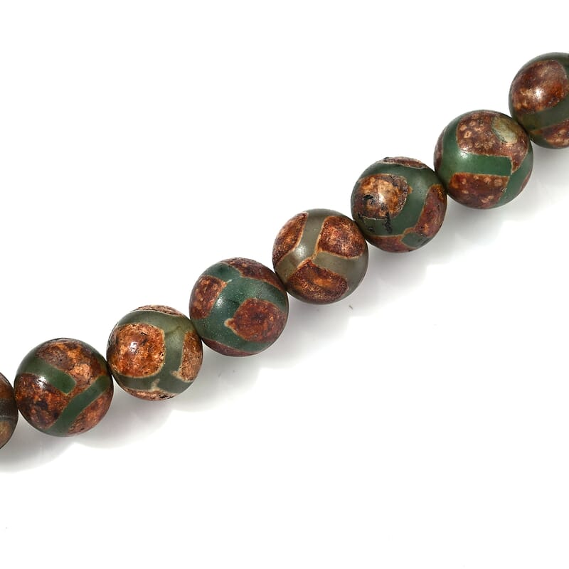 GCS Agate Dzi Beads 150.00 ctw Beaded Strand 15 Inches