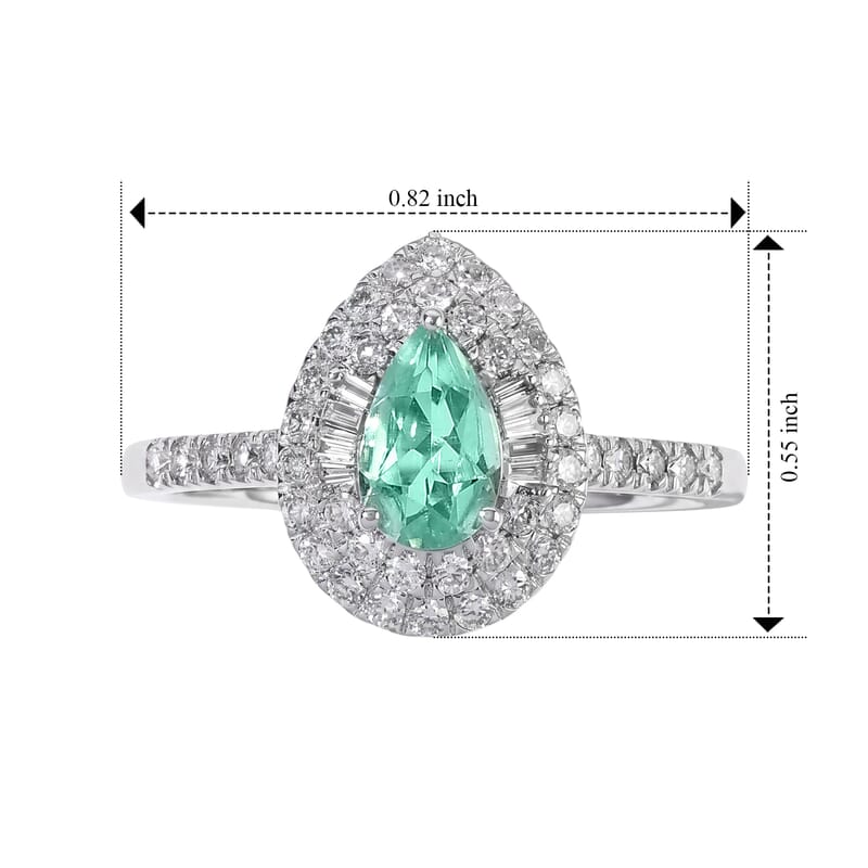 Certified and Appraised Luxoro AAA Paraiba Tourmaline and Diamond I2 1.00 ctw Ring in 10K White Gold (Size 5.0)