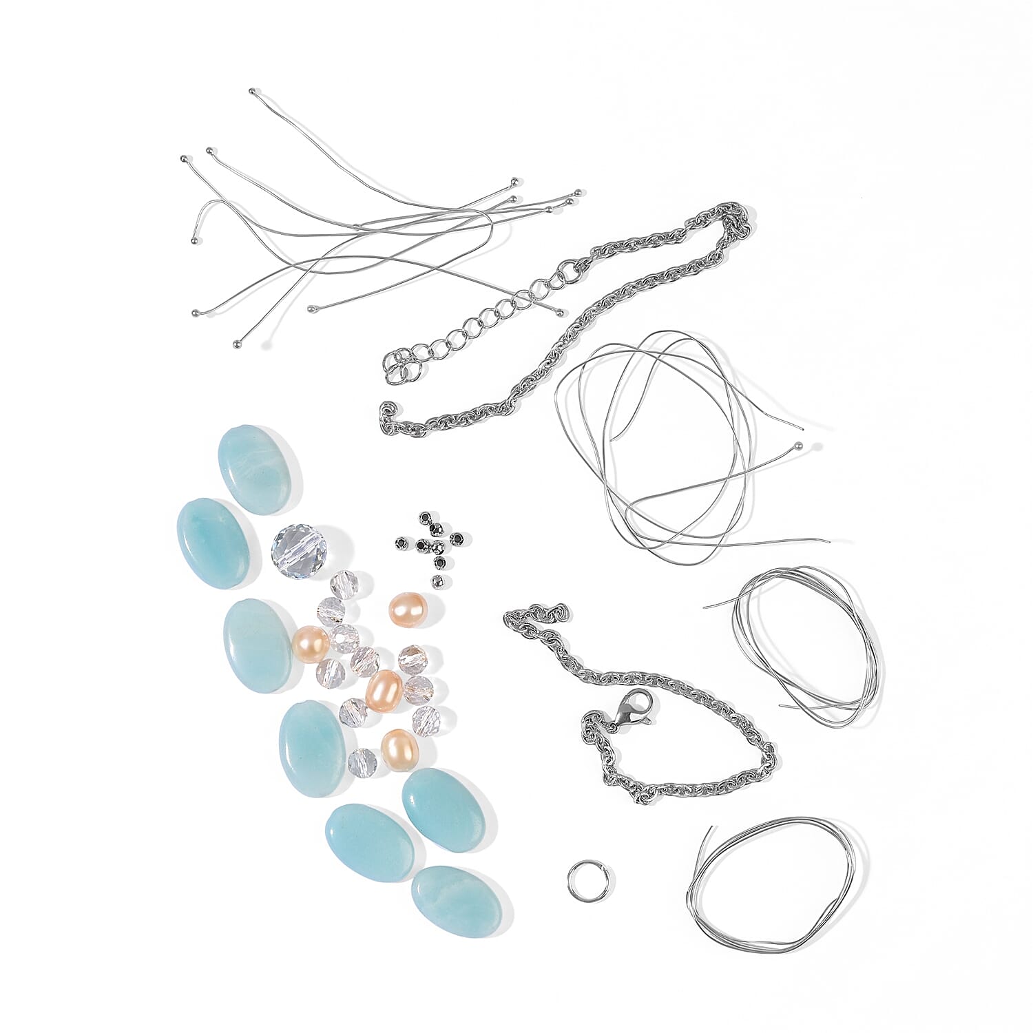 GCS Amazonite, Freshwater Pearl and Crystal Accessories in Platinum Bond 90.00 ctw