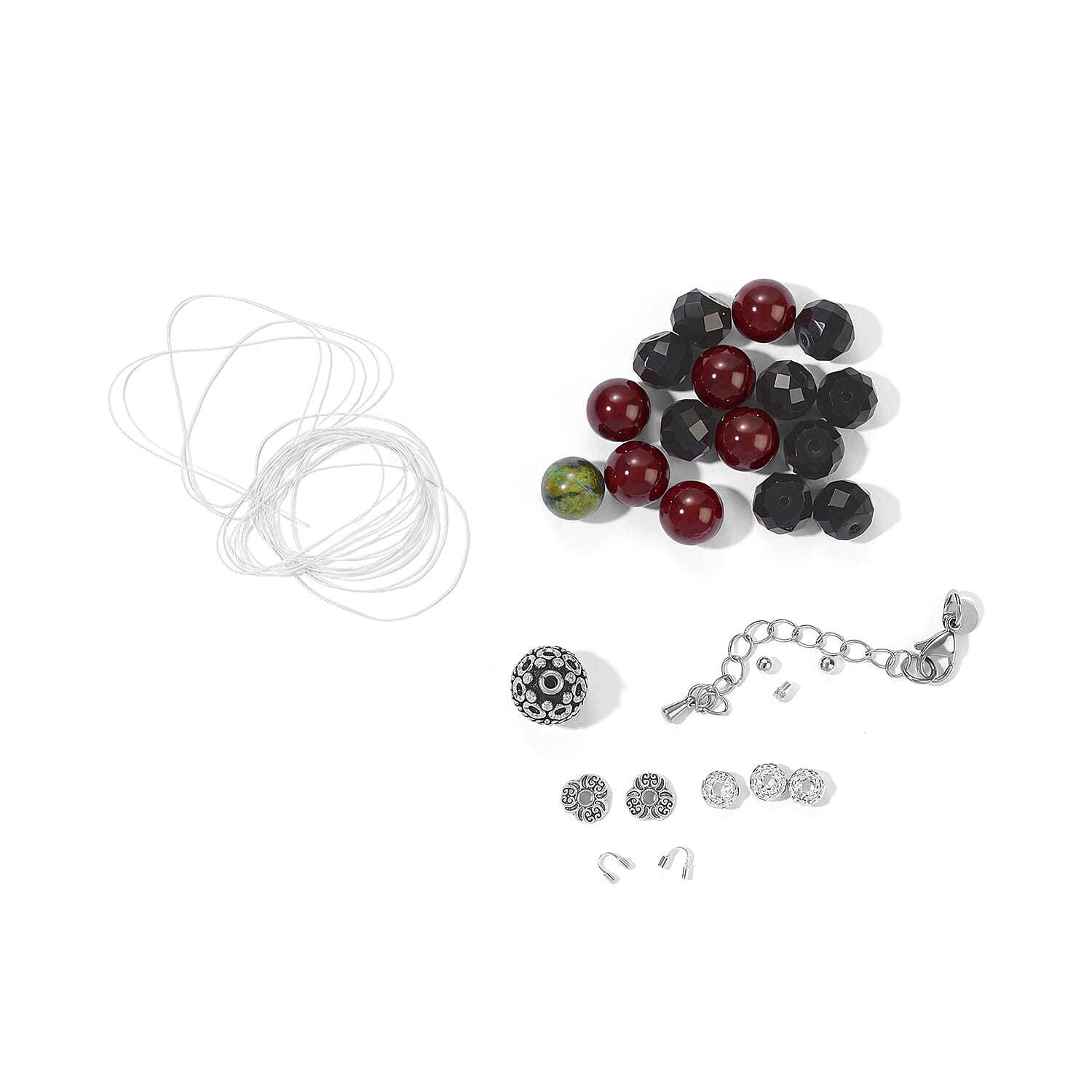 GCS Black Agate, Red Agate and Green Jasper Accessories in Platinum Bond 98.50 ctw