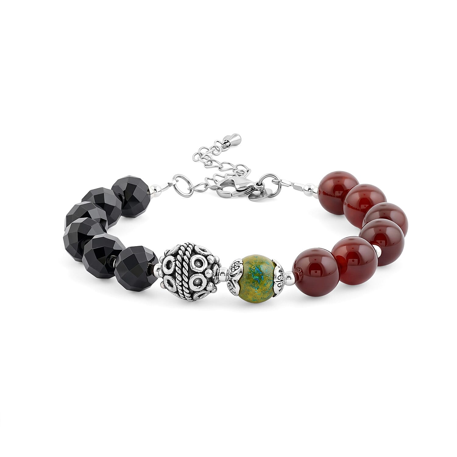 GCS Black Agate, Red Agate and Green Jasper Bracelet Kit in Platinum Bond 98.50 ctw
