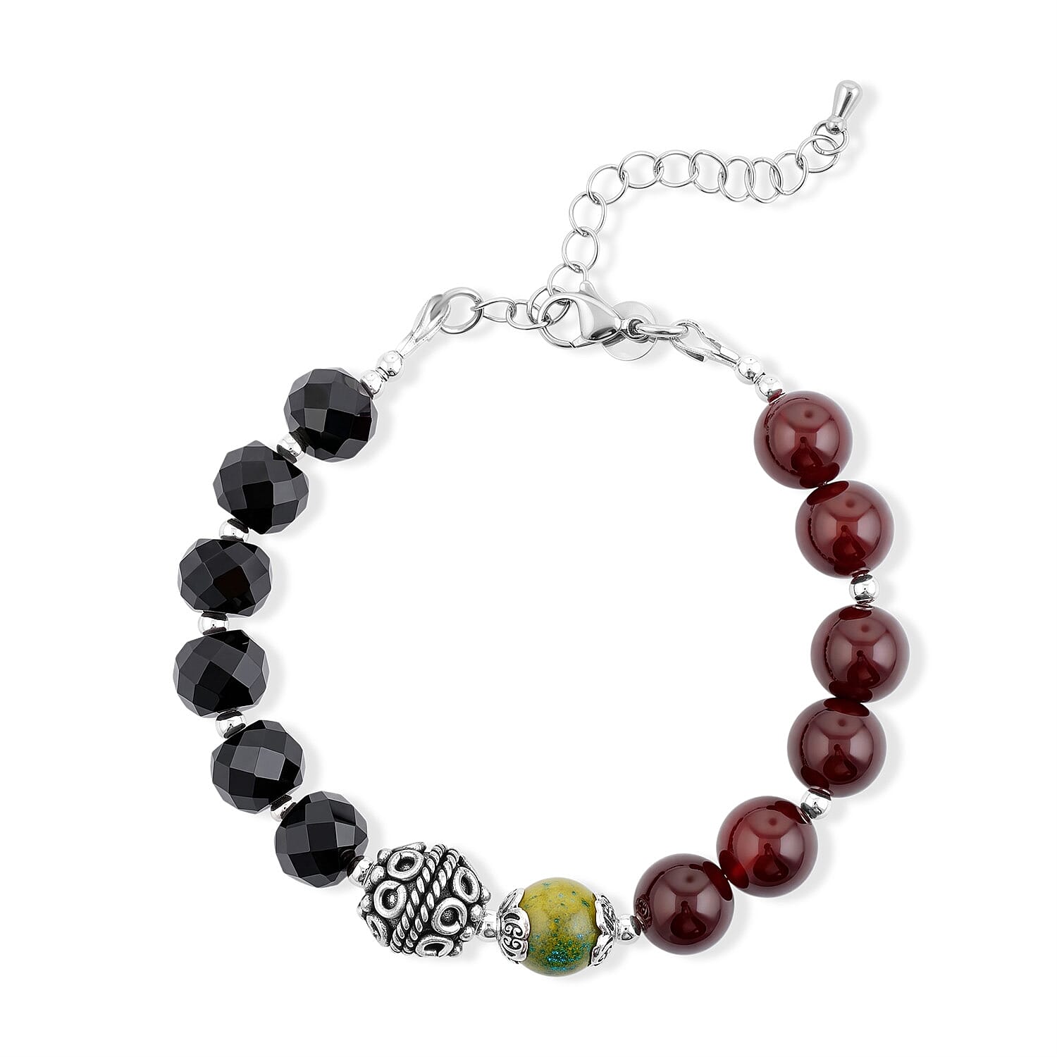 GCS Black Agate, Red Agate and Green Jasper Bracelet Kit in Platinum Bond 98.50 ctw