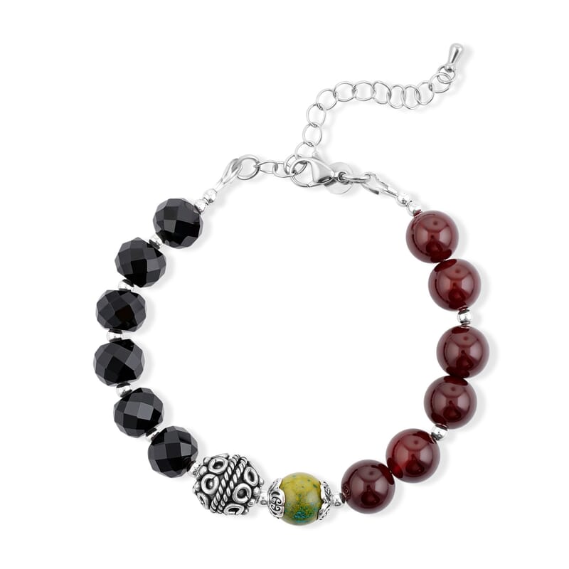 GCS Black Agate, Red Agate and Green Jasper Bracelet Kit in Platinum Bond 98.50 ctw