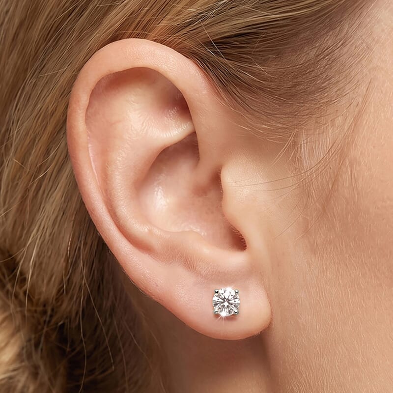 Luxuriant Lab Grown Diamond E-F VS 0.50 ctw Flat Back Stud Earrings in Rhodium Over Sterling Silver