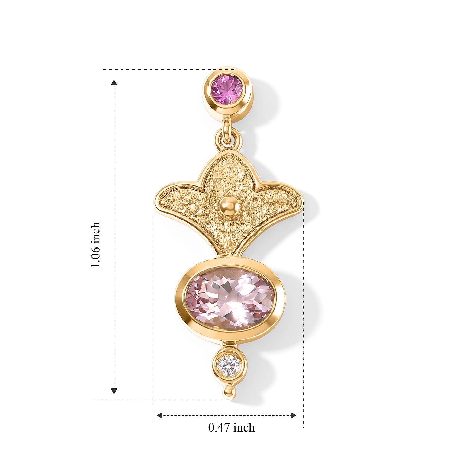 D'Joy Rachel Roy Premium Pink Morganite and Multi Gemstone 2.10 ctw Earrings in 18K Vermeil Yellow Gold Over Sterling Silver