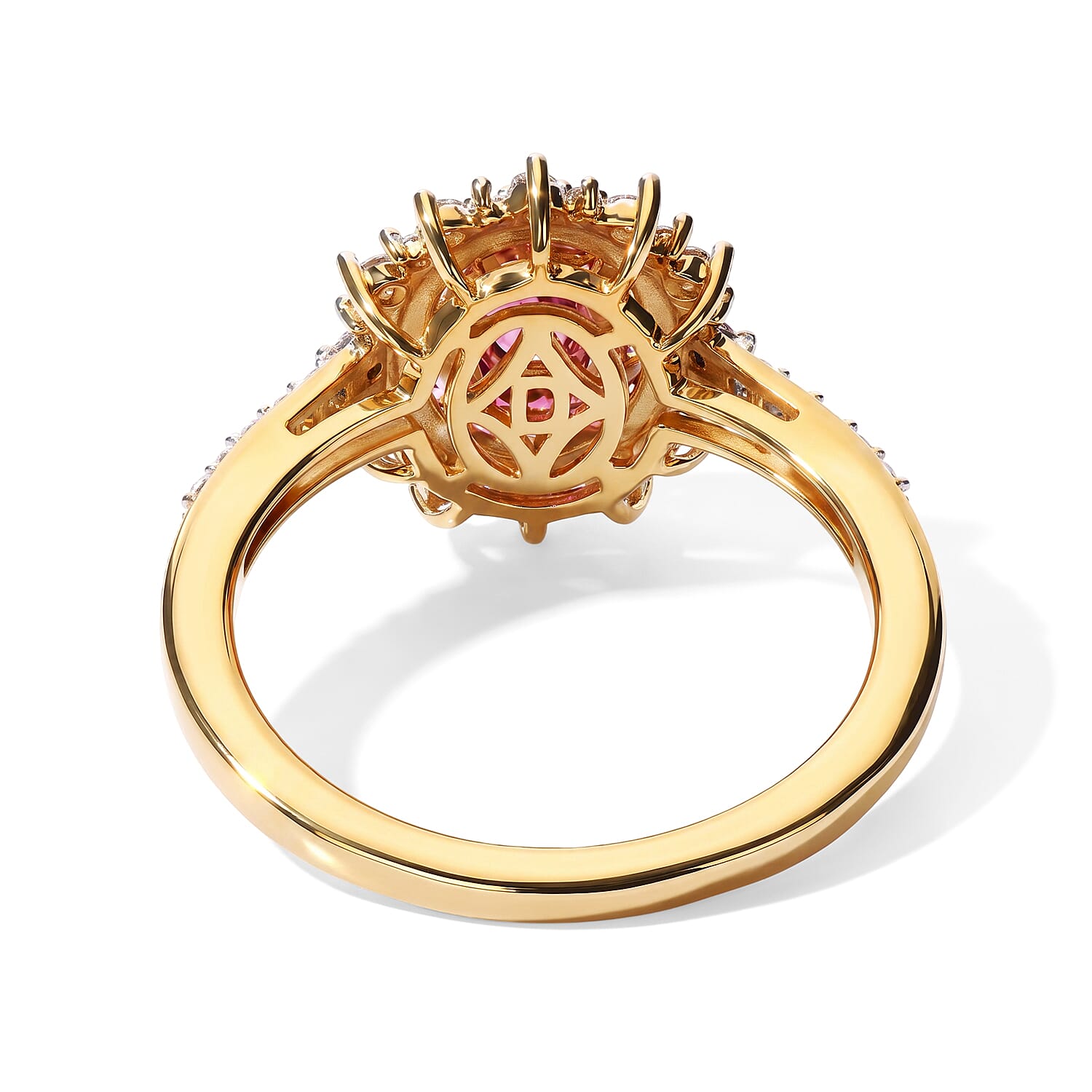 D'Joy Premium Tanzanian Wine Garnet and Moissanite 1.00 ctw Flame Majesty Ring in 18K Vermeil Yellow Gold Over Sterling Silver (Size 5.0)