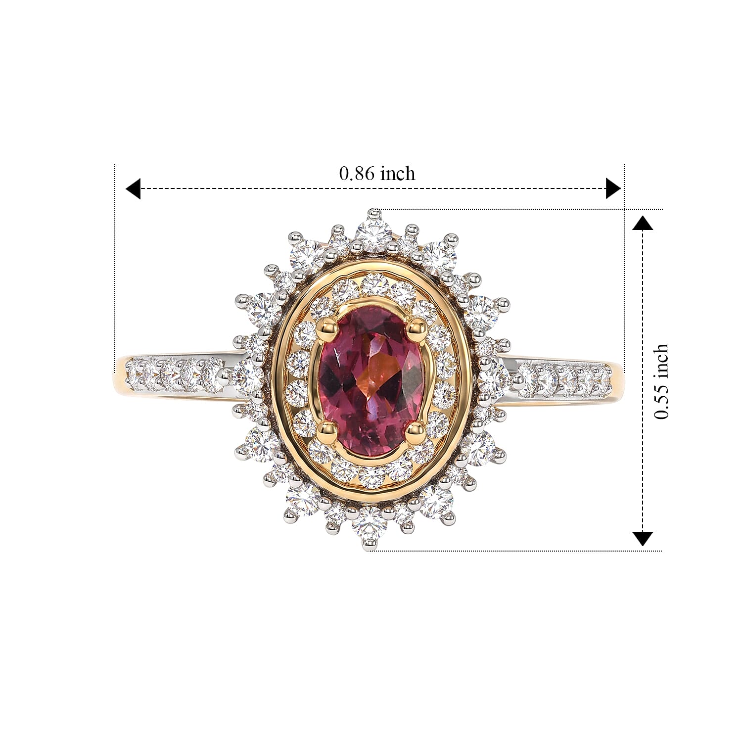 D'Joy Premium Tanzanian Wine Garnet and Moissanite 1.00 ctw Flame Majesty Ring in 18K Vermeil Yellow Gold Over Sterling Silver (Size 5.0)