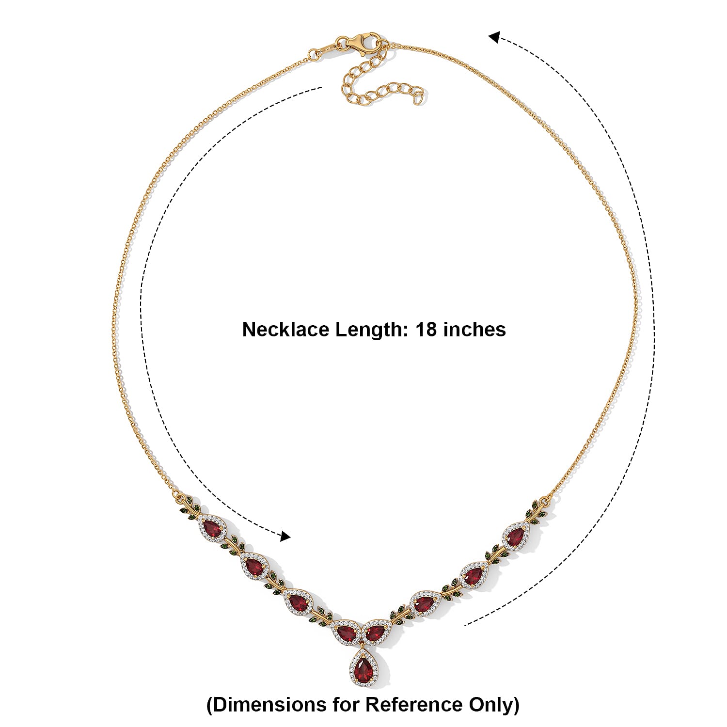 D'Joy Premium Tanzanian Wine Garnet and Multi Gemstone 6.10 ctw Necklace in 18K Vermeil Yellow Gold Over Sterling Silver 18 Inches