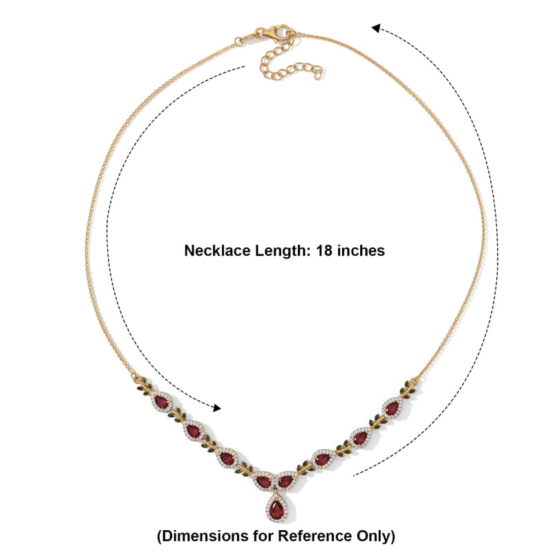 D'Joy Premium Tanzanian Wine Garnet and Multi Gemstone 6.10 ctw Necklace in 18K Vermeil Yellow Gold Over Sterling Silver 18 Inches