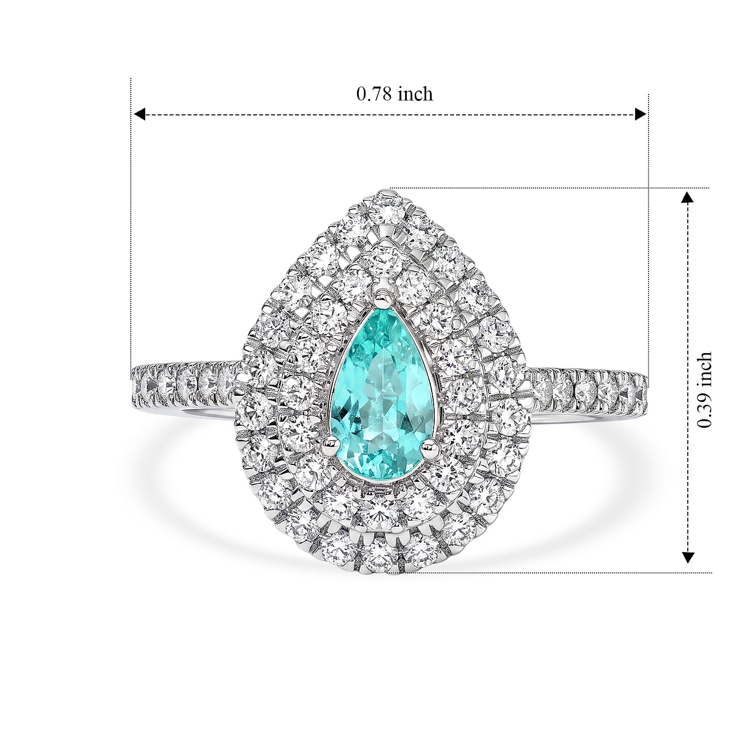 Certified and Appraised Luxoro AAA Paraiba Tourmaline and Diamond I2 1.13 ctw Ring in 10K White Gold (Size 7.0)