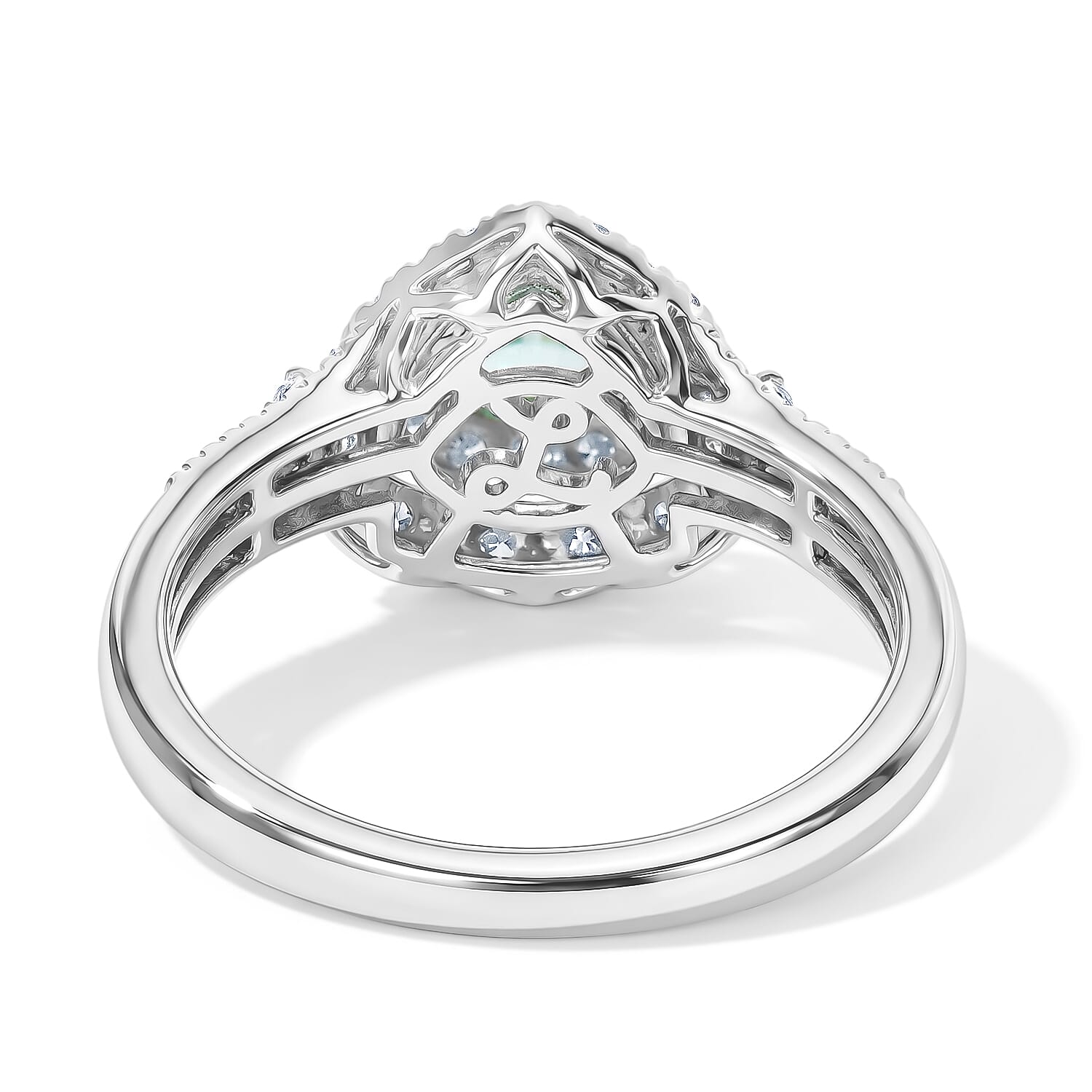 Certified and Appraised Luxoro AAA Paraiba Tourmaline and Diamond (I2) 1.10 ctw Ring in 10K White Gold (Size 8.0)