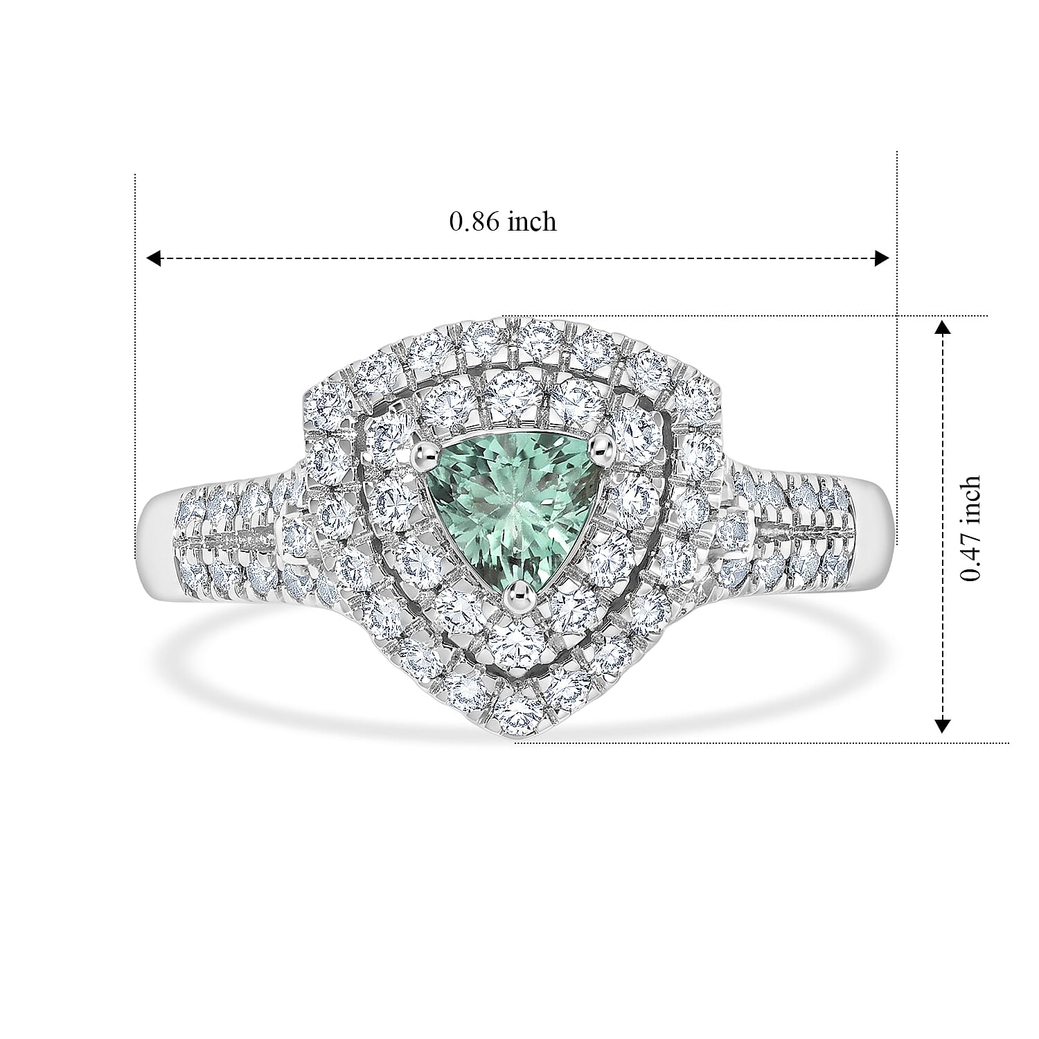 Certified and Appraised Luxoro AAA Paraiba Tourmaline and Diamond (I2) 1.10 ctw Ring in 10K White Gold (Size 8.0)