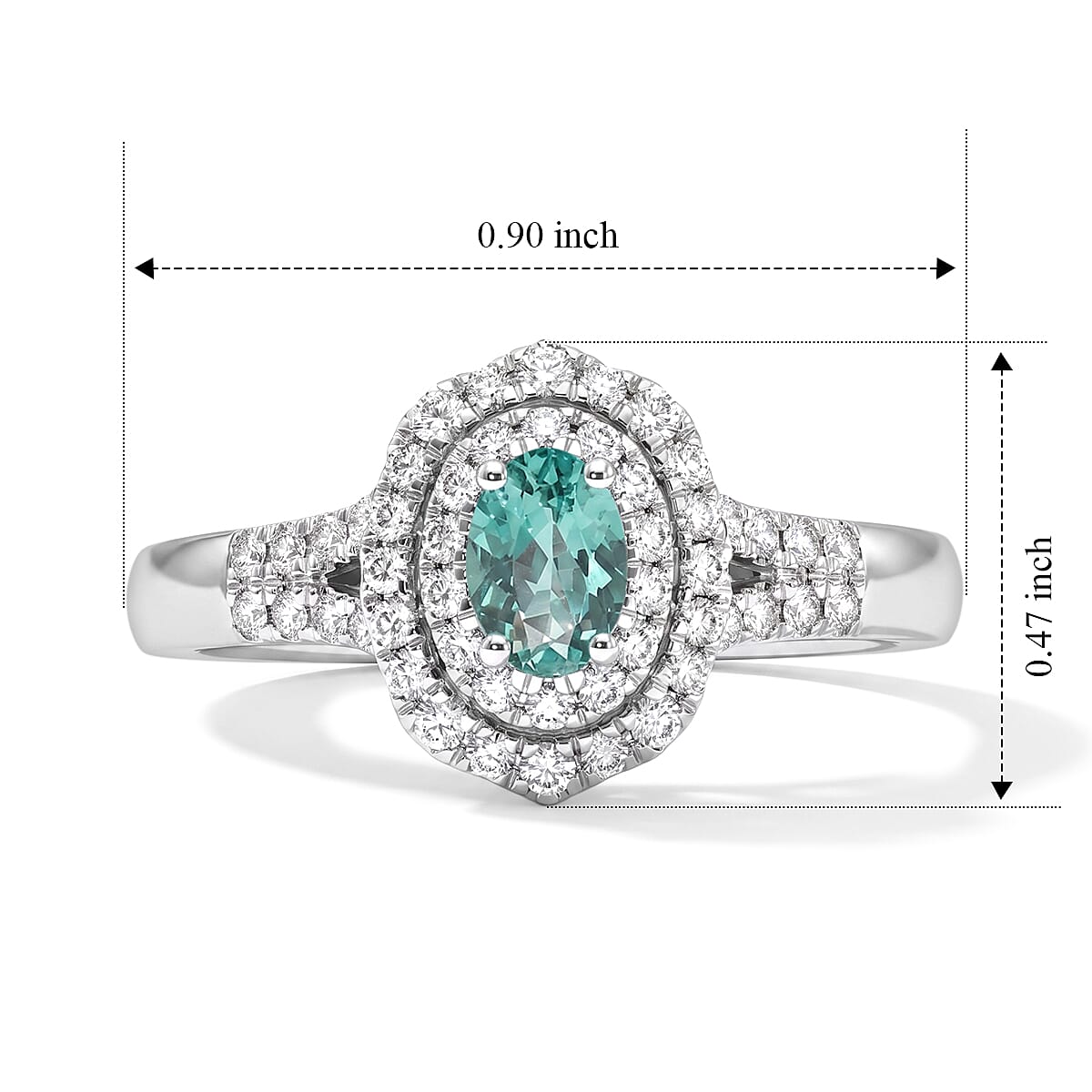 Certified and Appraised Rhapsody AAAA Paraiba Tourmaline and Diamond E-F VS 1.00 ctw Ring in 950 Platinum (Size 7.0) 5.90 Grams