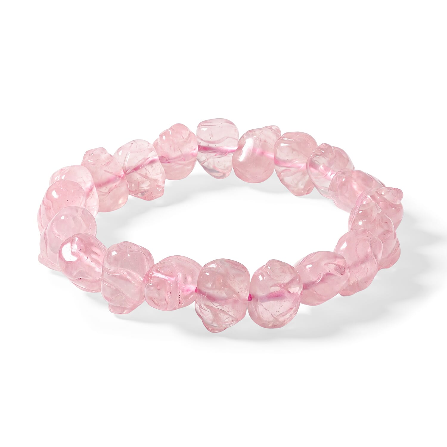 Rose Quartz 139.45 ctw Pig Shape Stretch Bracelet