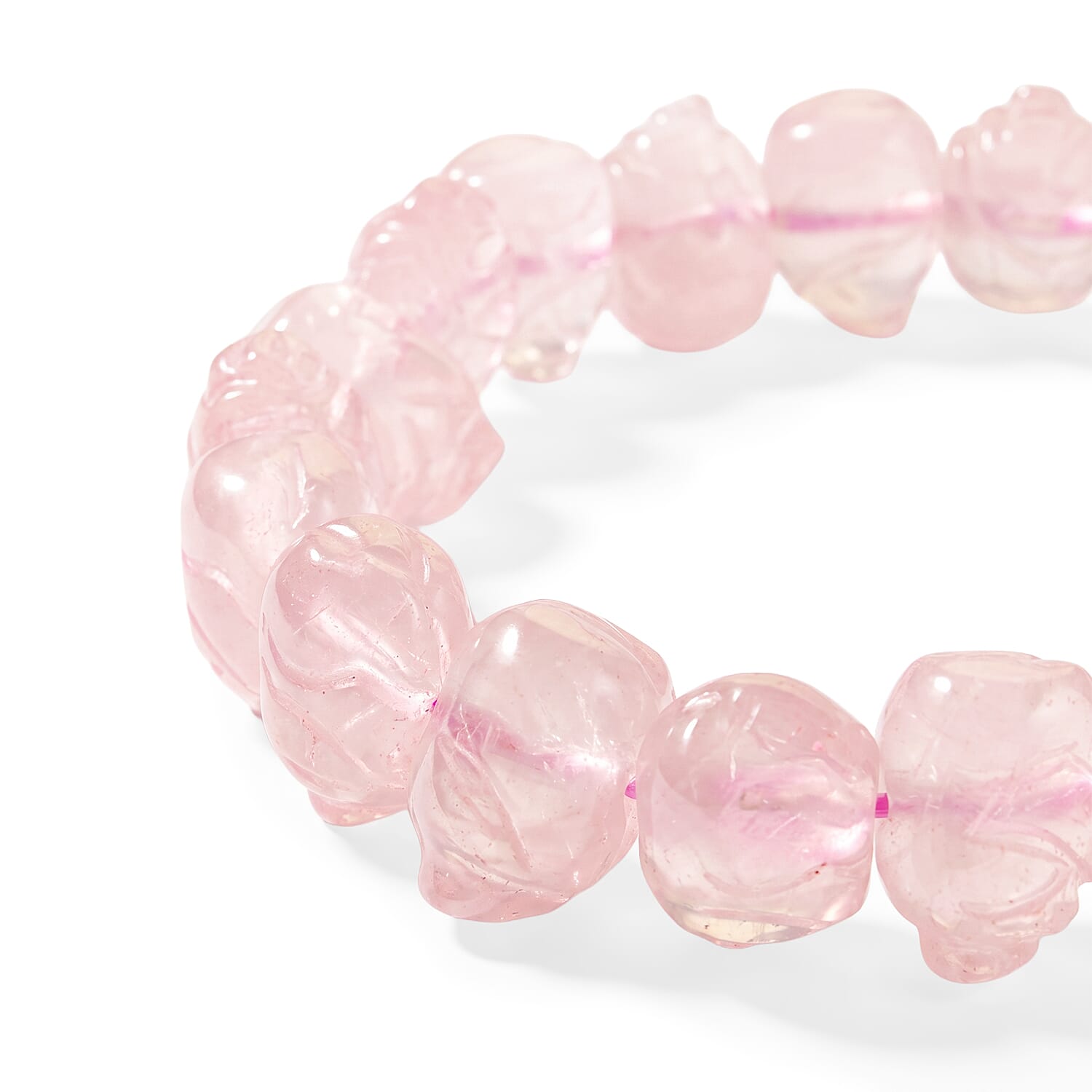 Rose Quartz 139.45 ctw Pig Shape Stretch Bracelet