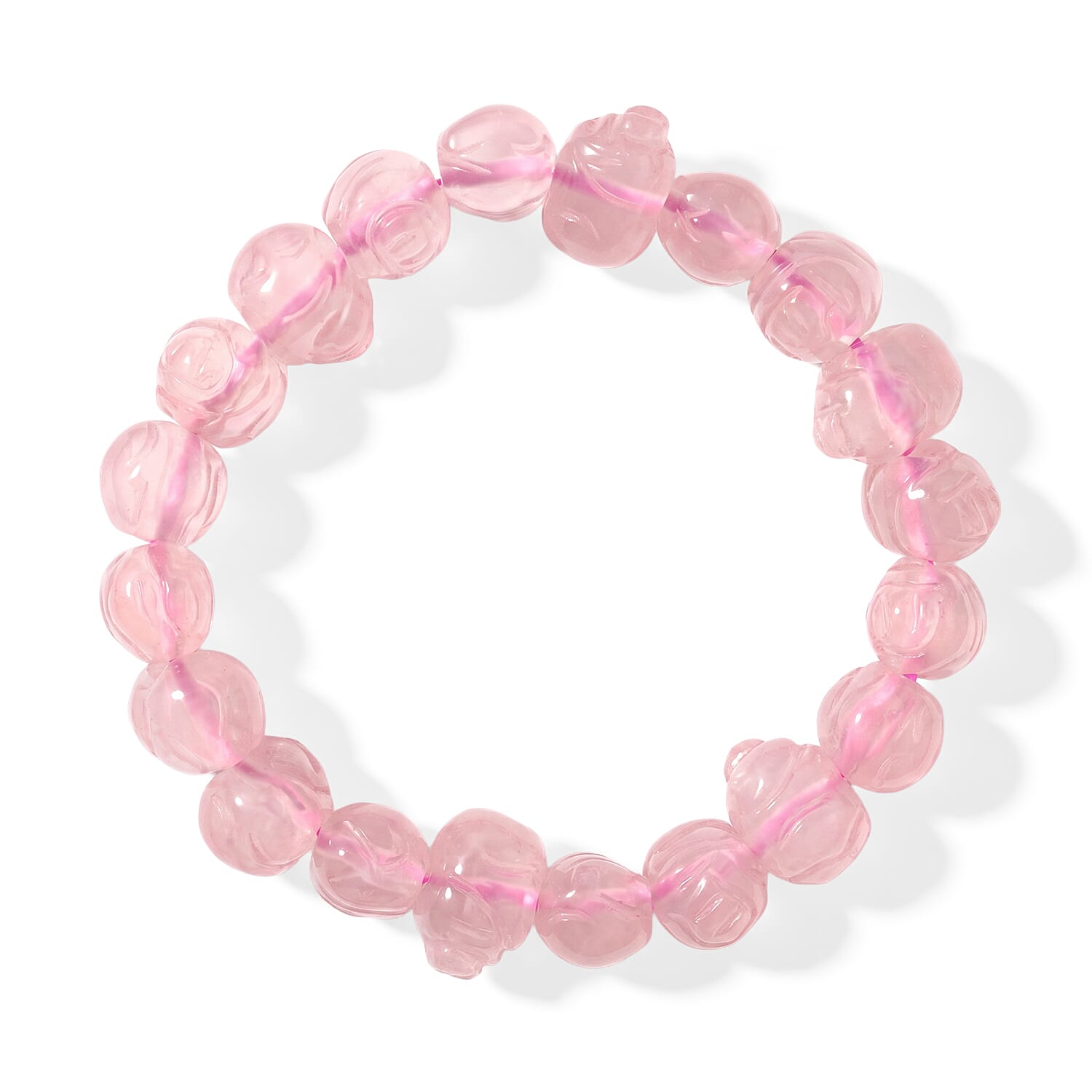 Rose Quartz 139.45 ctw Pig Shape Stretch Bracelet