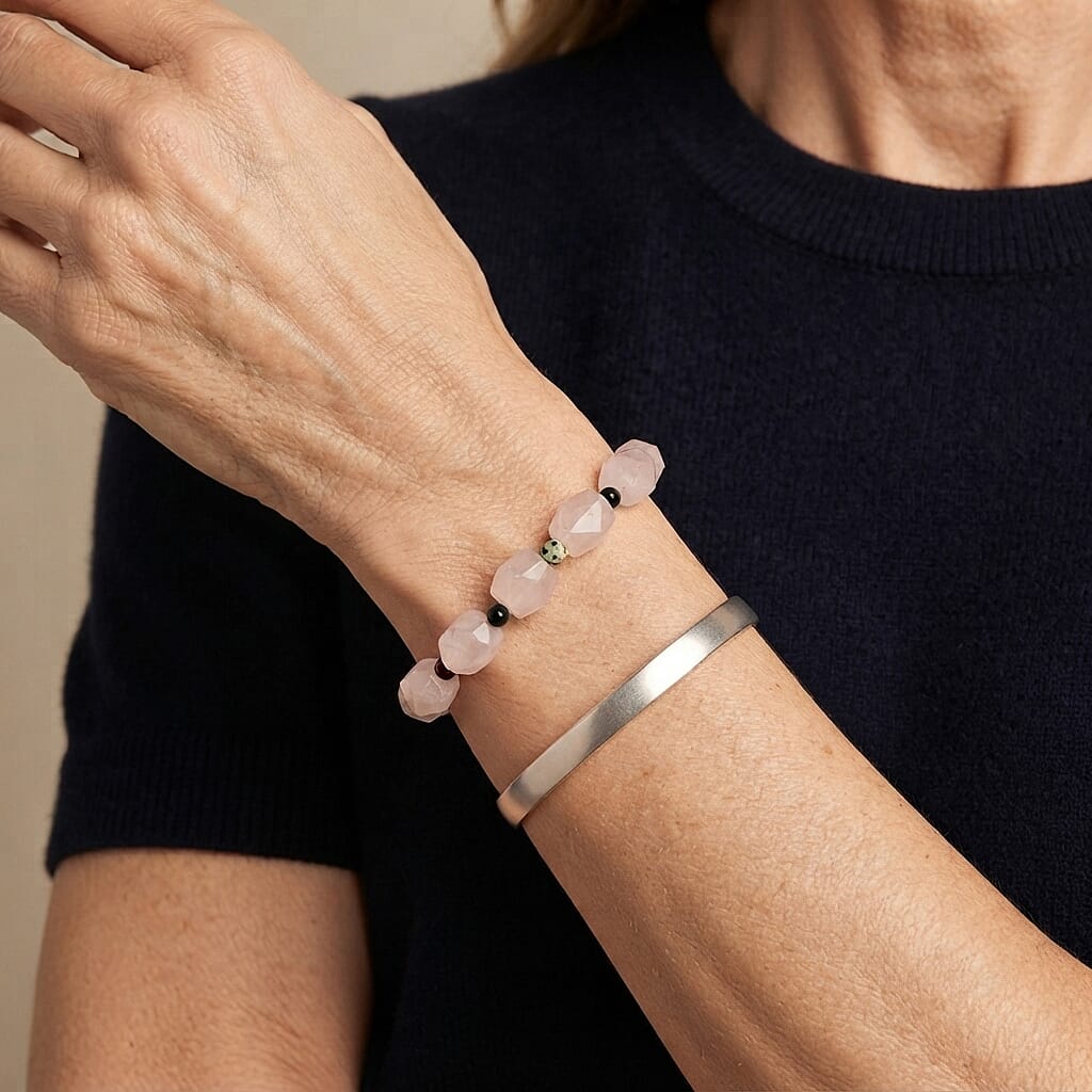 Rose Quartz and Multi Stone 138.15 ctw Stretch Bracelet