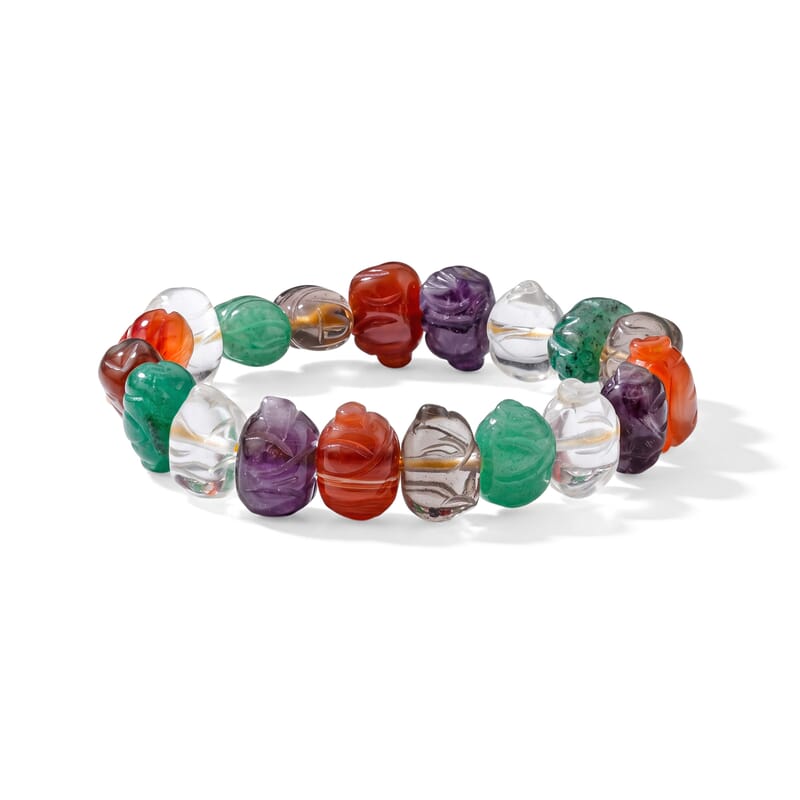 Multi Gemstone 139.45 ctw Pig Shape Stretch Bracelet