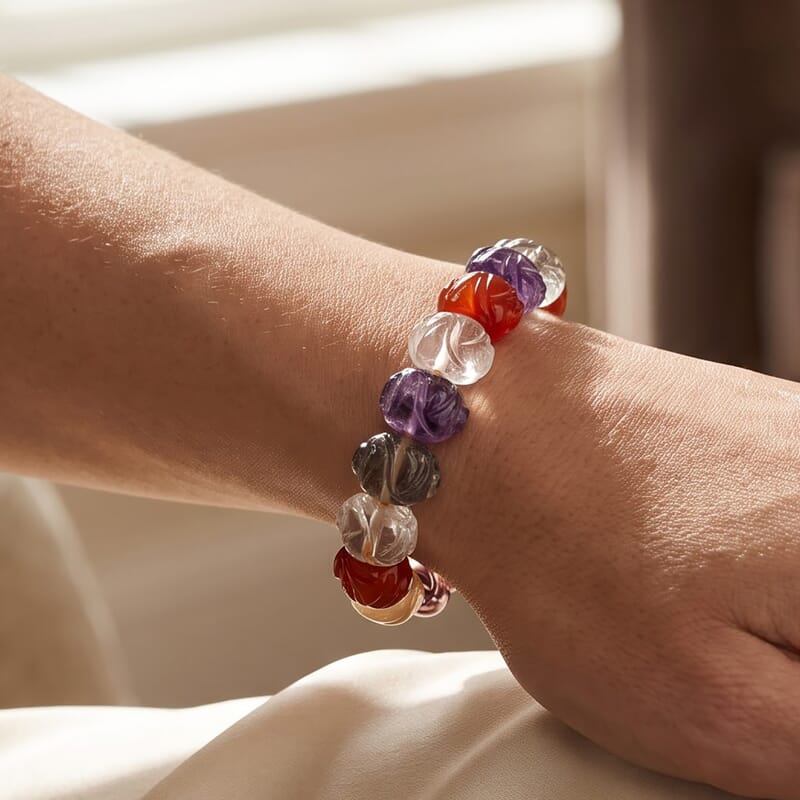 Multi Gemstone 139.45 ctw Pig Shape Stretch Bracelet