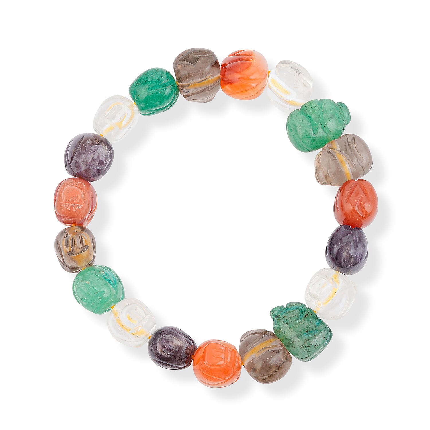 Multi Gemstone 139.45 ctw Pig Shape Stretch Bracelet