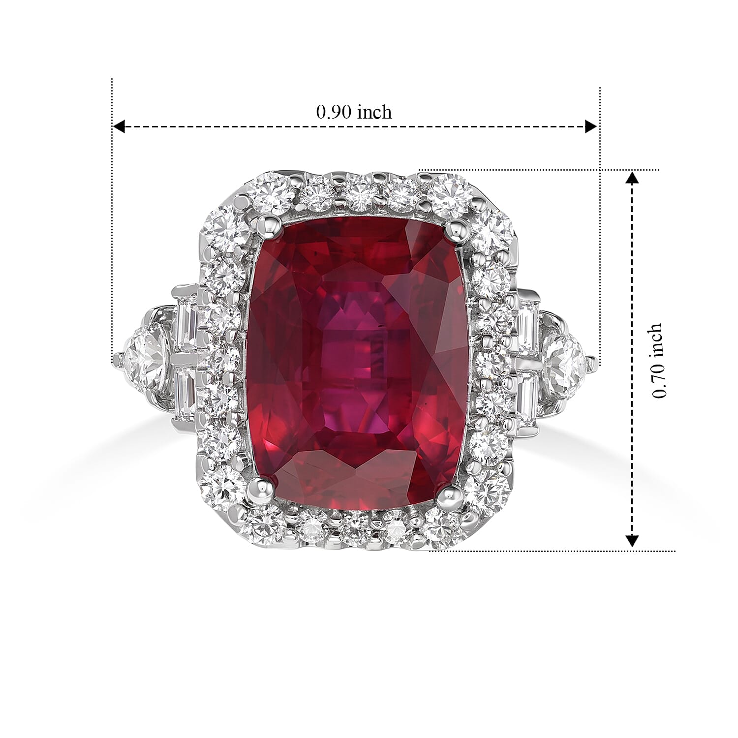 Certified & Appraised D'Joy Premium Niassa Ruby (FF) and Moissanite 10.00 ctw Ring in Rhodium Over Sterling Silver (Size 8.0)