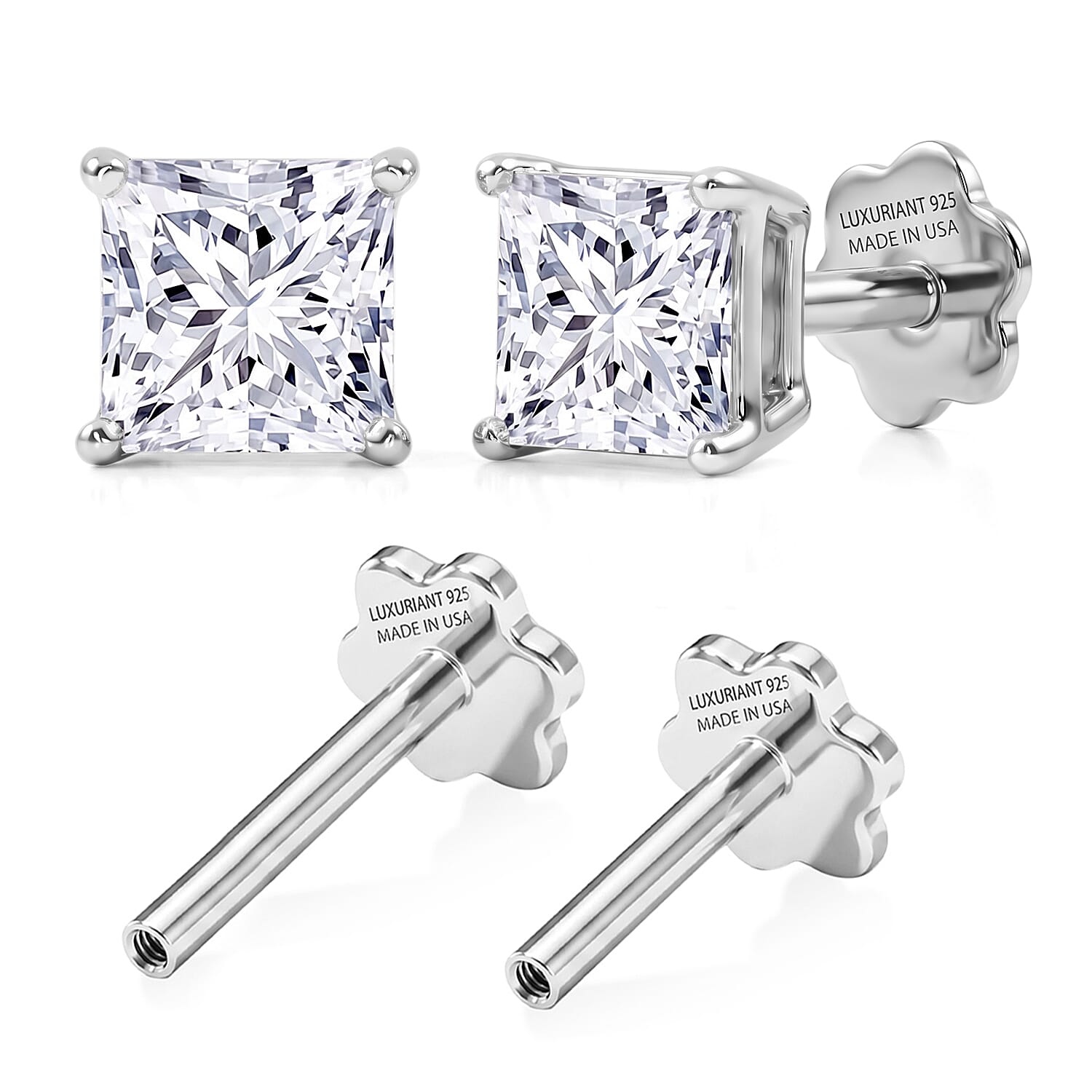 Luxuriant Lab Grown Diamond E-F VS 2.00 ctw Earrings in Rhodium Over Sterling Silver