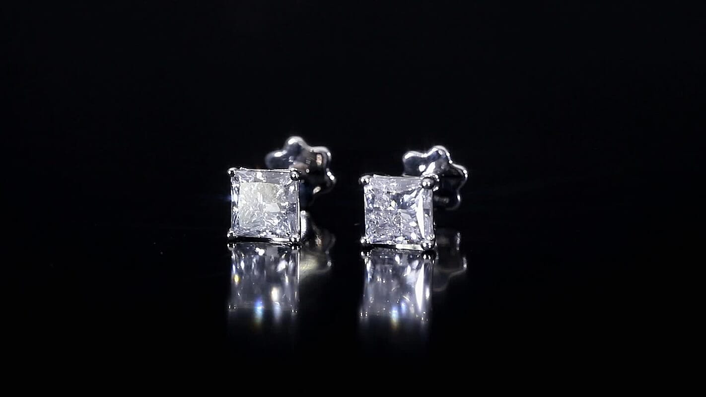 Luxuriant Lab Grown Diamond E-F VS 2.00 ctw Earrings in Rhodium Over Sterling Silver