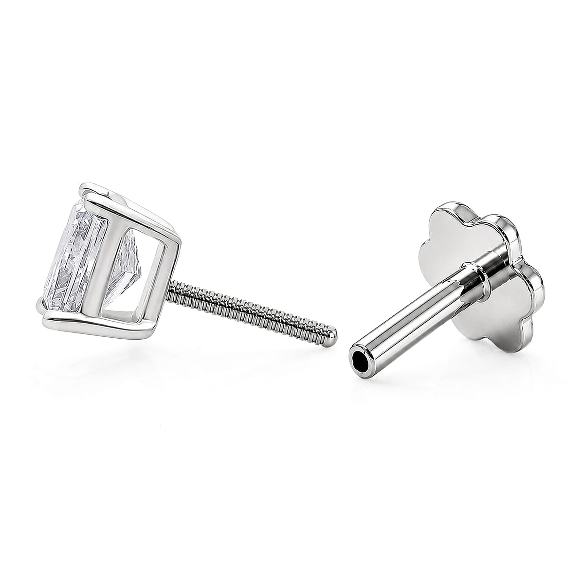 Luxuriant Lab Grown Diamond E-F VS 2.00 ctw Earrings in Rhodium Over Sterling Silver