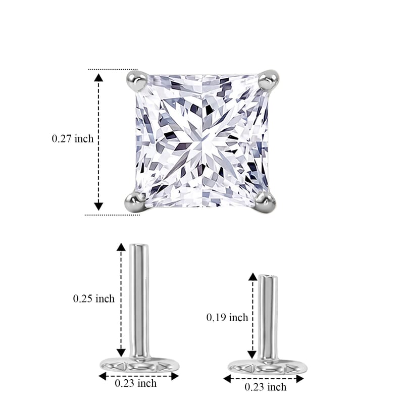 Luxuriant Lab Grown Diamond E-F VS 2.00 ctw Earrings in Rhodium Over Sterling Silver
