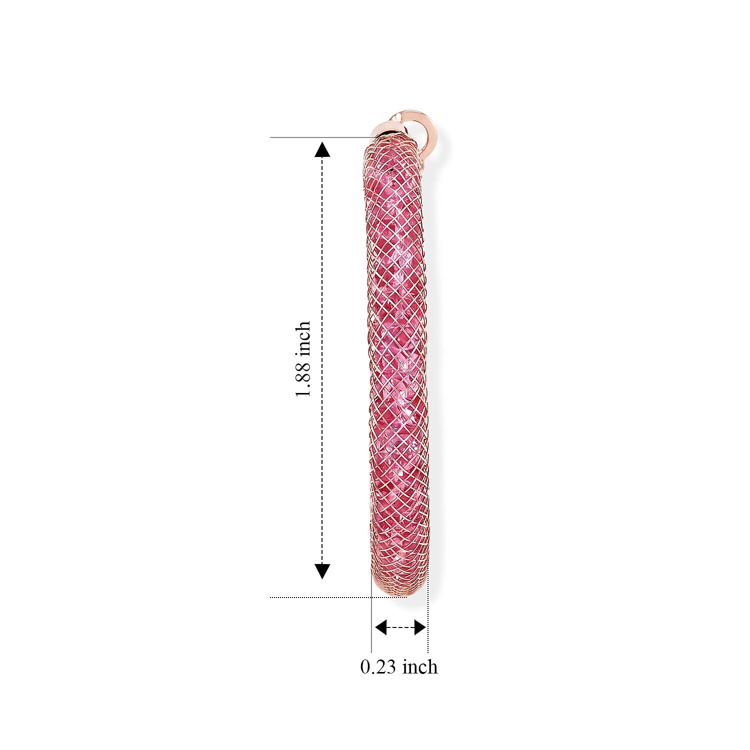 Pink Austrian Crystal Hoop Earrings in Rosetone