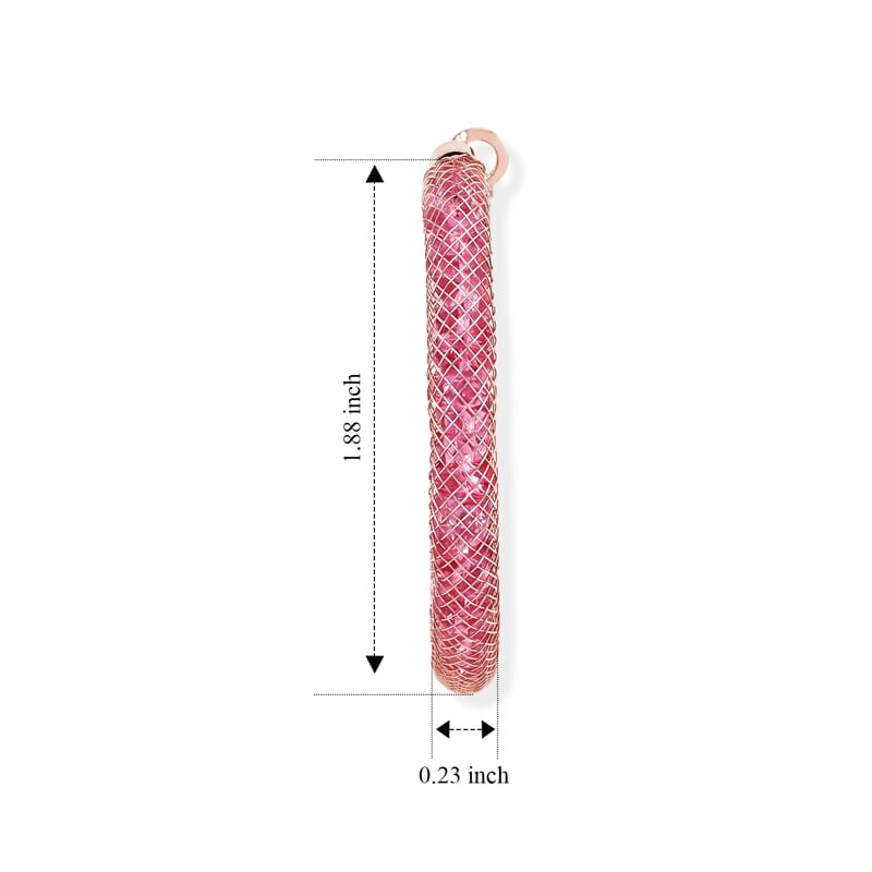 Pink Austrian Crystal Hoop Earrings in Rosetone