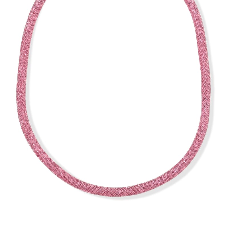 Pink Austrian Crystal Necklace in Rosetone 20-21 Inches
