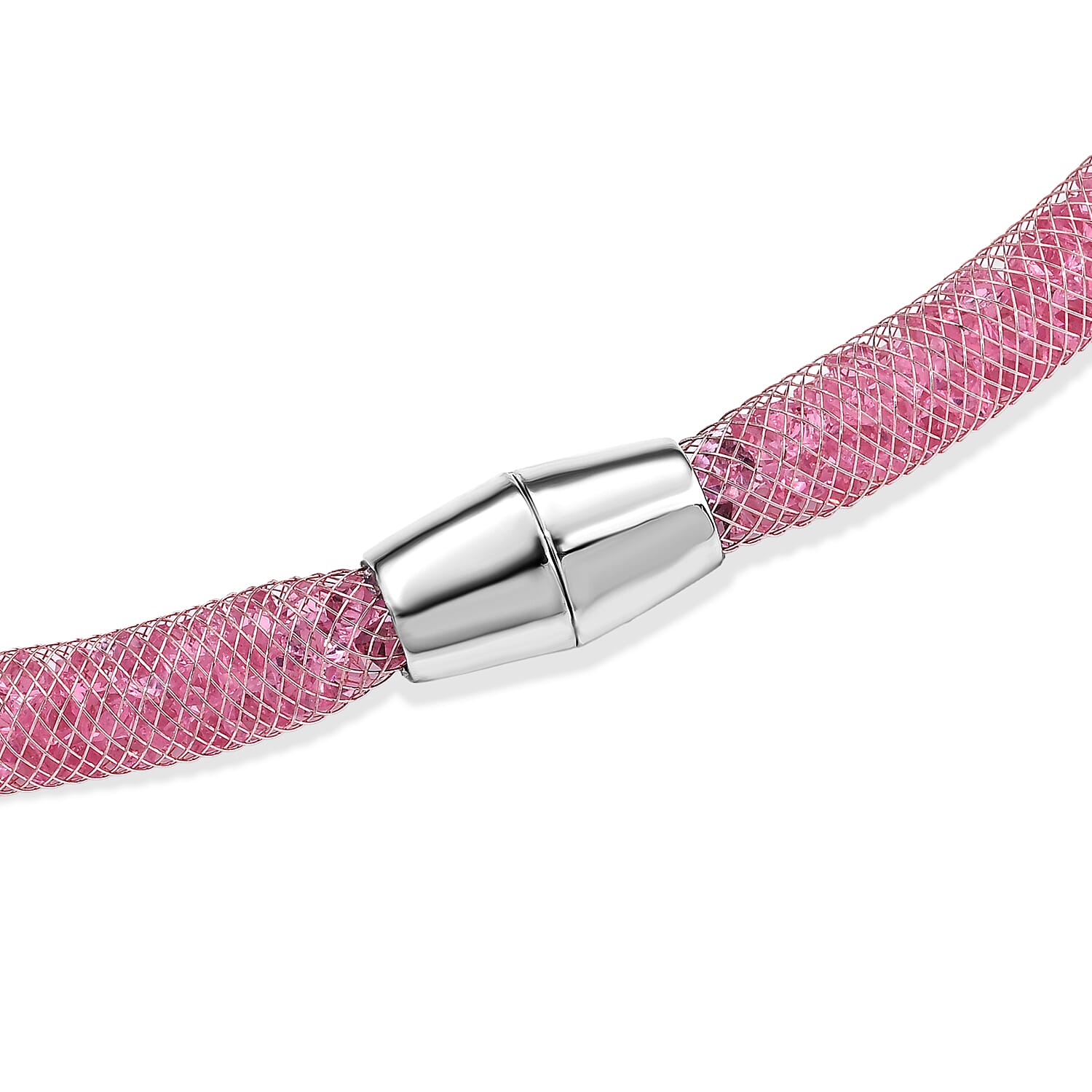 Pink Austrian Crystal Necklace in Rosetone 20-21 Inches