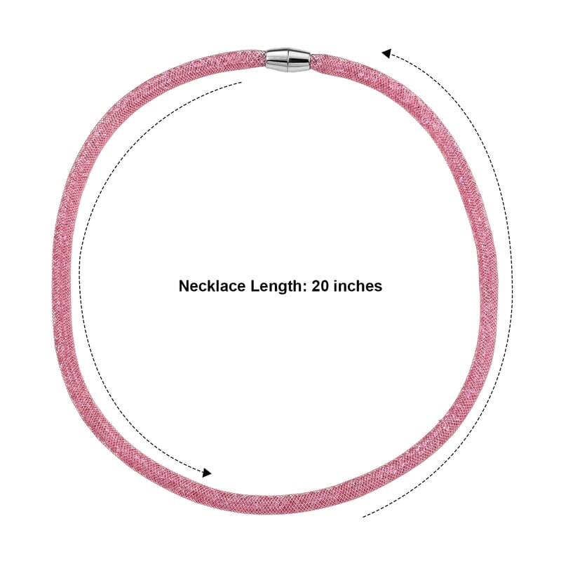 Pink Austrian Crystal Necklace in Rosetone 20-21 Inches