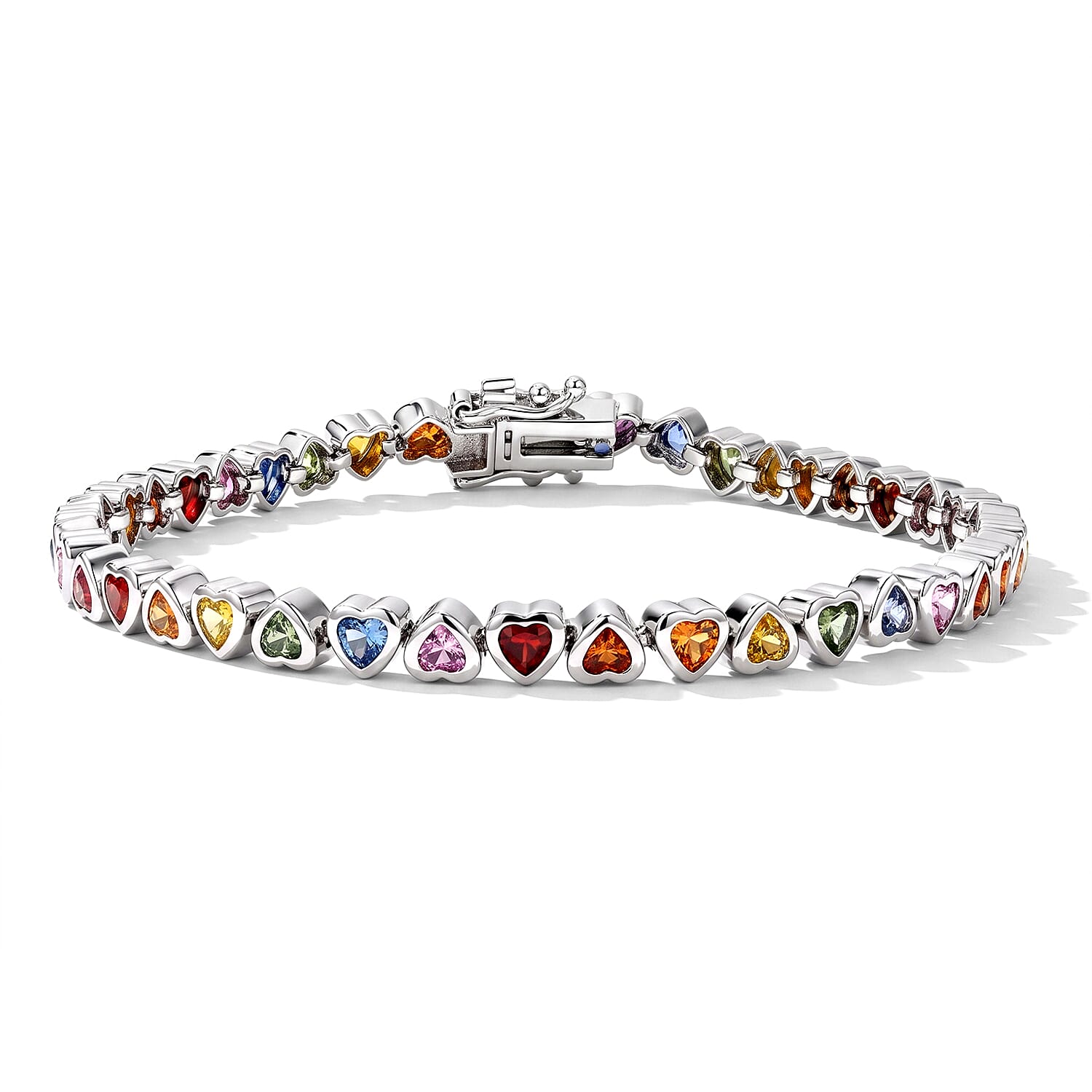 GP Amore Collection Premium Multi Sapphire 6.60 ctw Bracelet in Rhodium Over Sterling Silver (6.50 In)