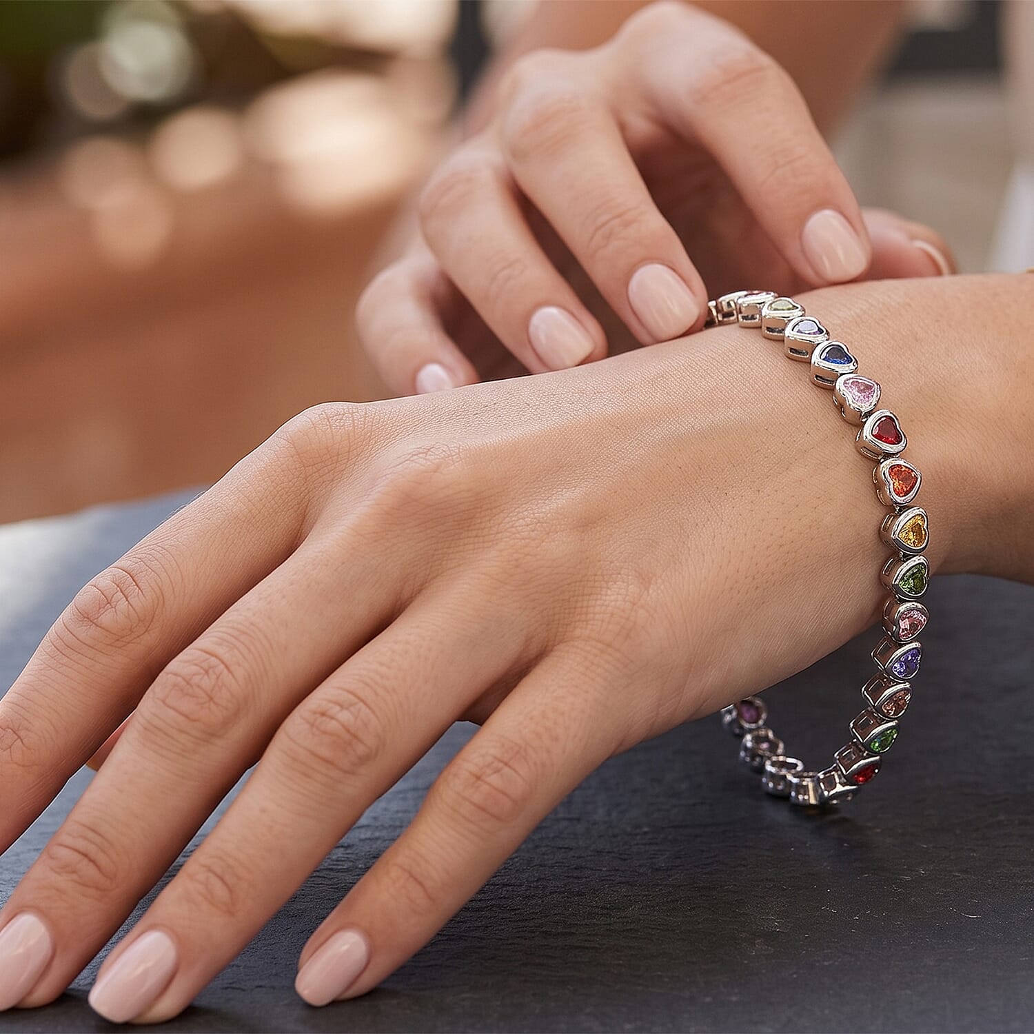 GP Amore Collection Premium Multi Sapphire 6.60 ctw Bracelet in Rhodium Over Sterling Silver (6.50 In)