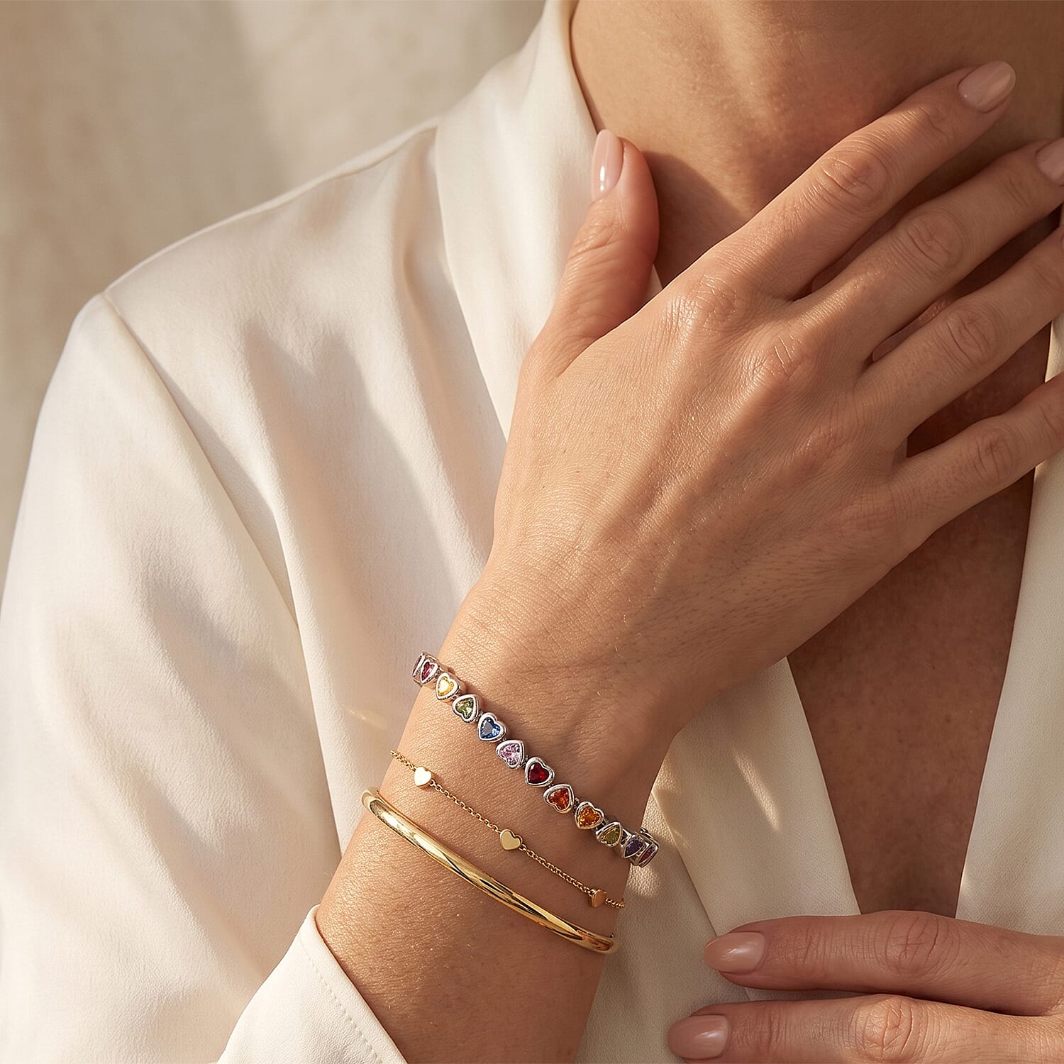 GP Amore Collection Premium Multi Sapphire 6.60 ctw Bracelet in Rhodium Over Sterling Silver (6.50 In)