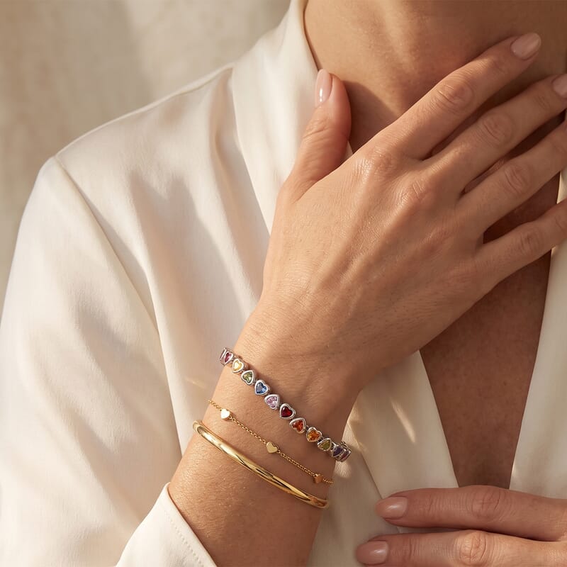 GP Amore Collection Premium Multi Sapphire 6.60 ctw Bracelet in Rhodium Over Sterling Silver (6.50 In)