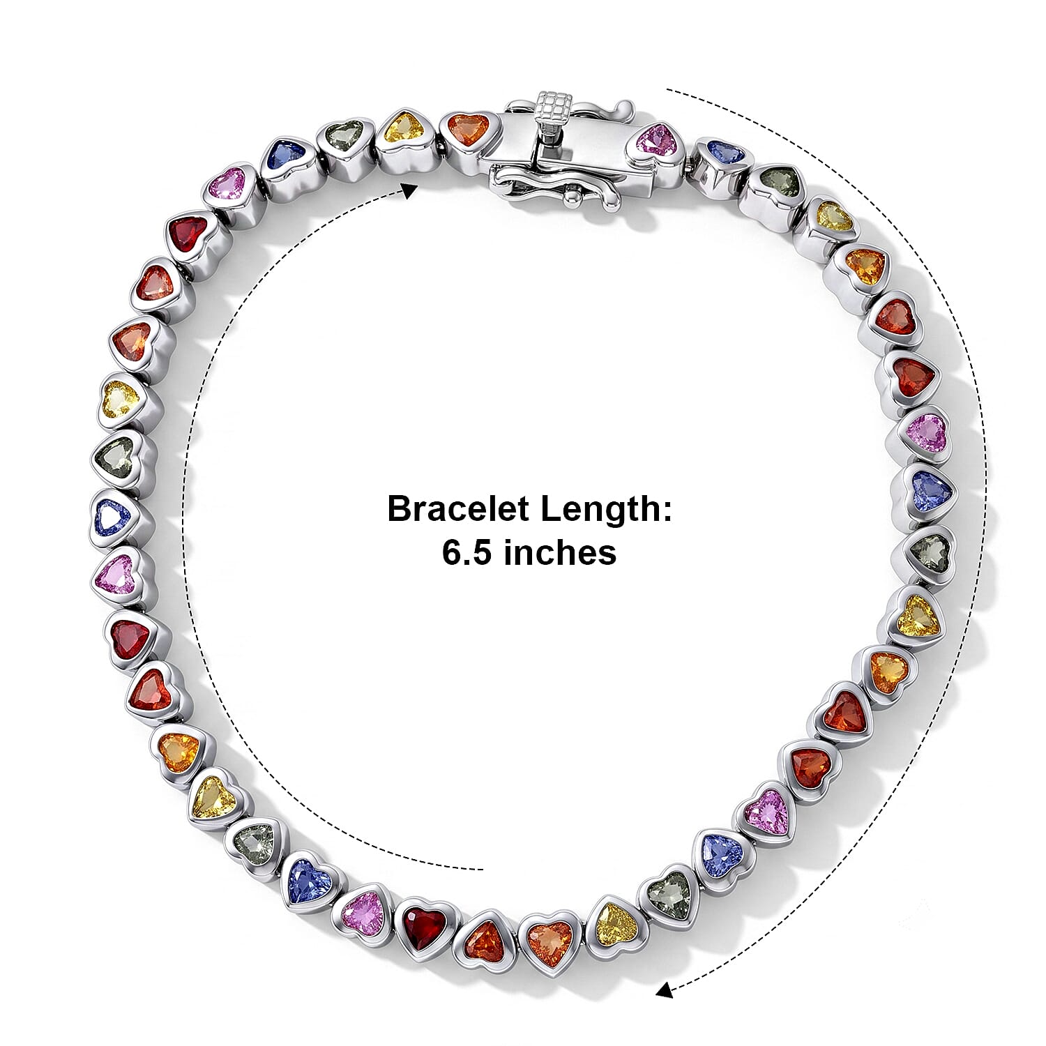 GP Amore Collection Premium Multi Sapphire 6.60 ctw Bracelet in Rhodium Over Sterling Silver (6.50 In)
