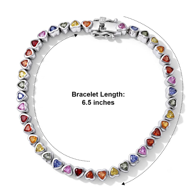 GP Amore Collection Premium Multi Sapphire 6.60 ctw Bracelet in Rhodium Over Sterling Silver (6.50 In)