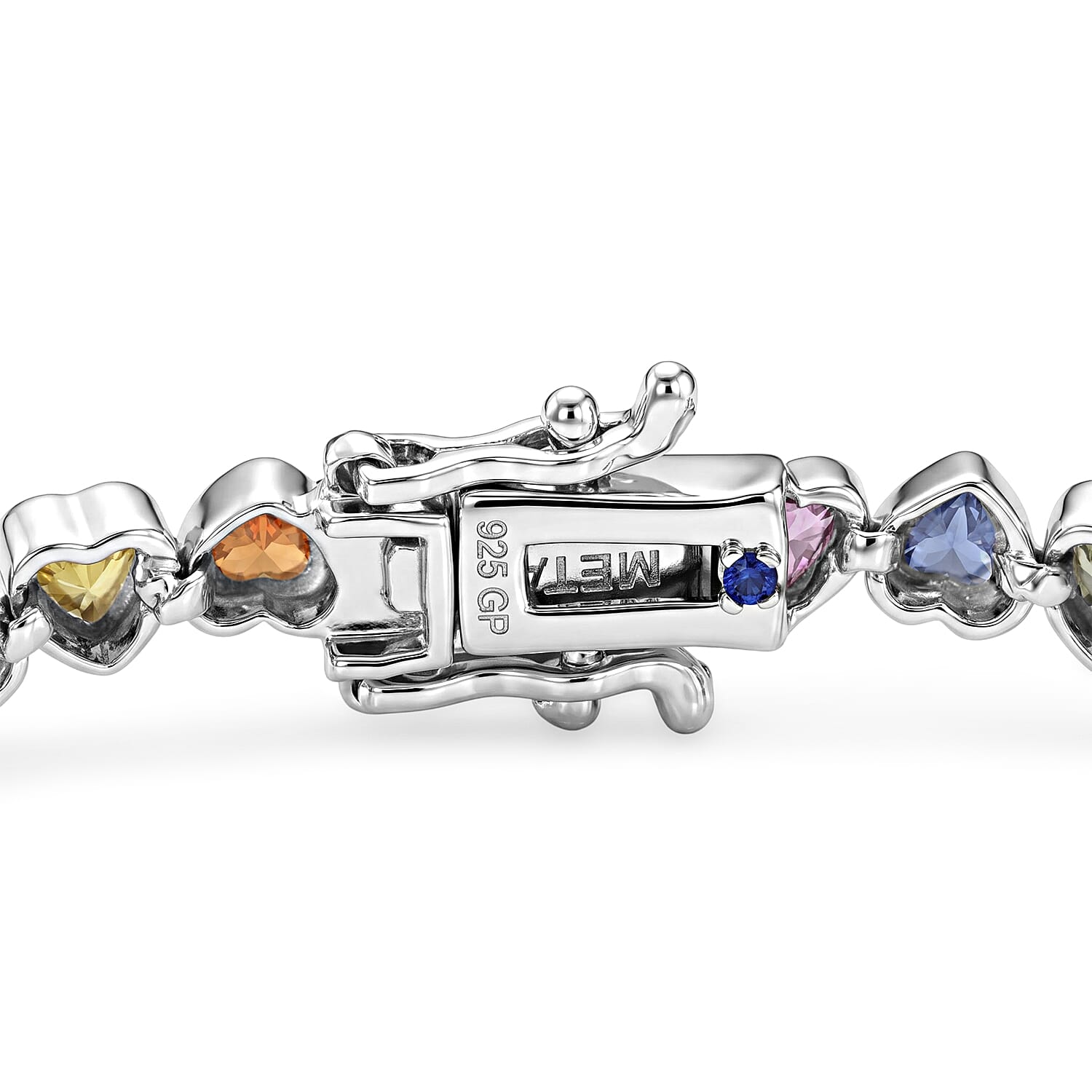 GP Premium Multi Sapphire 6.60 ctw Bracelet in Rhodium Over Sterling Silver (7.25 In)