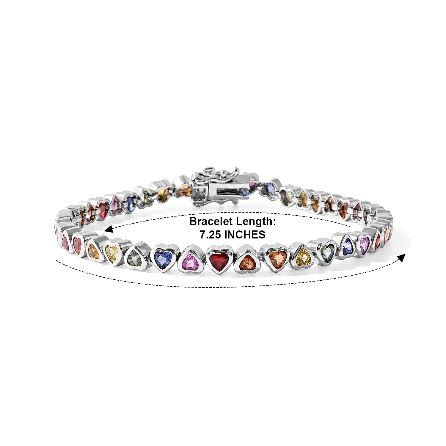 GP Premium Multi Sapphire 6.60 ctw Bracelet in Rhodium Over Sterling Silver (7.25 In)