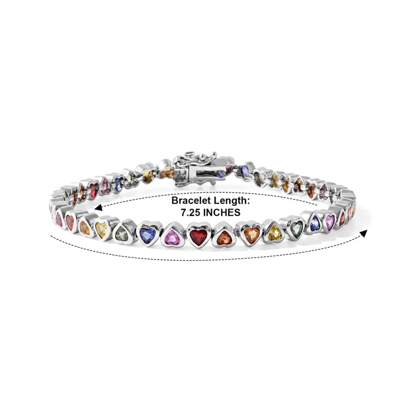 GP Premium Multi Sapphire 6.60 ctw Bracelet in Rhodium Over Sterling Silver (7.25 In)