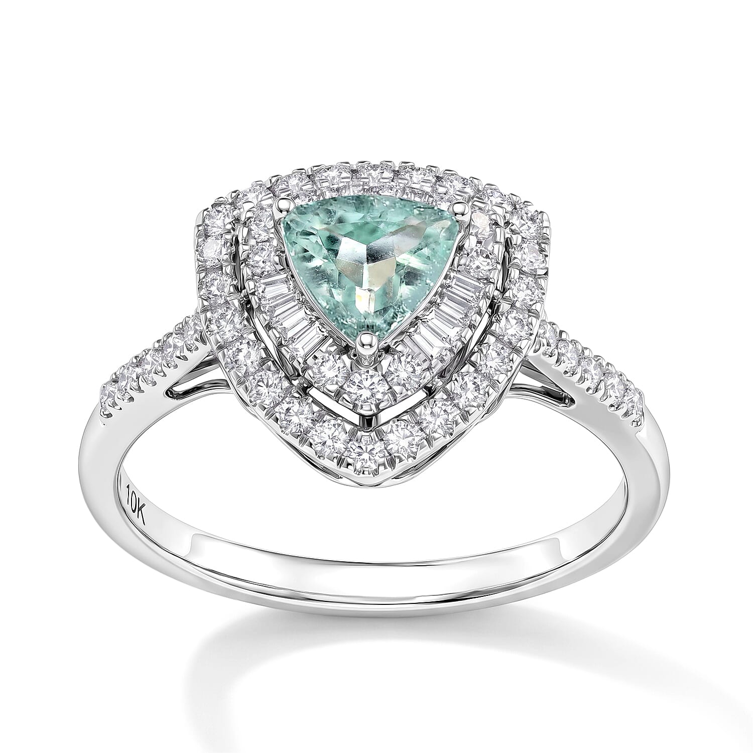 Certified and Appraised Luxoro AAA Paraiba Tourmaline and Diamond I2 1.00 ctw Ring in 10K White Gold (Size 6.0)