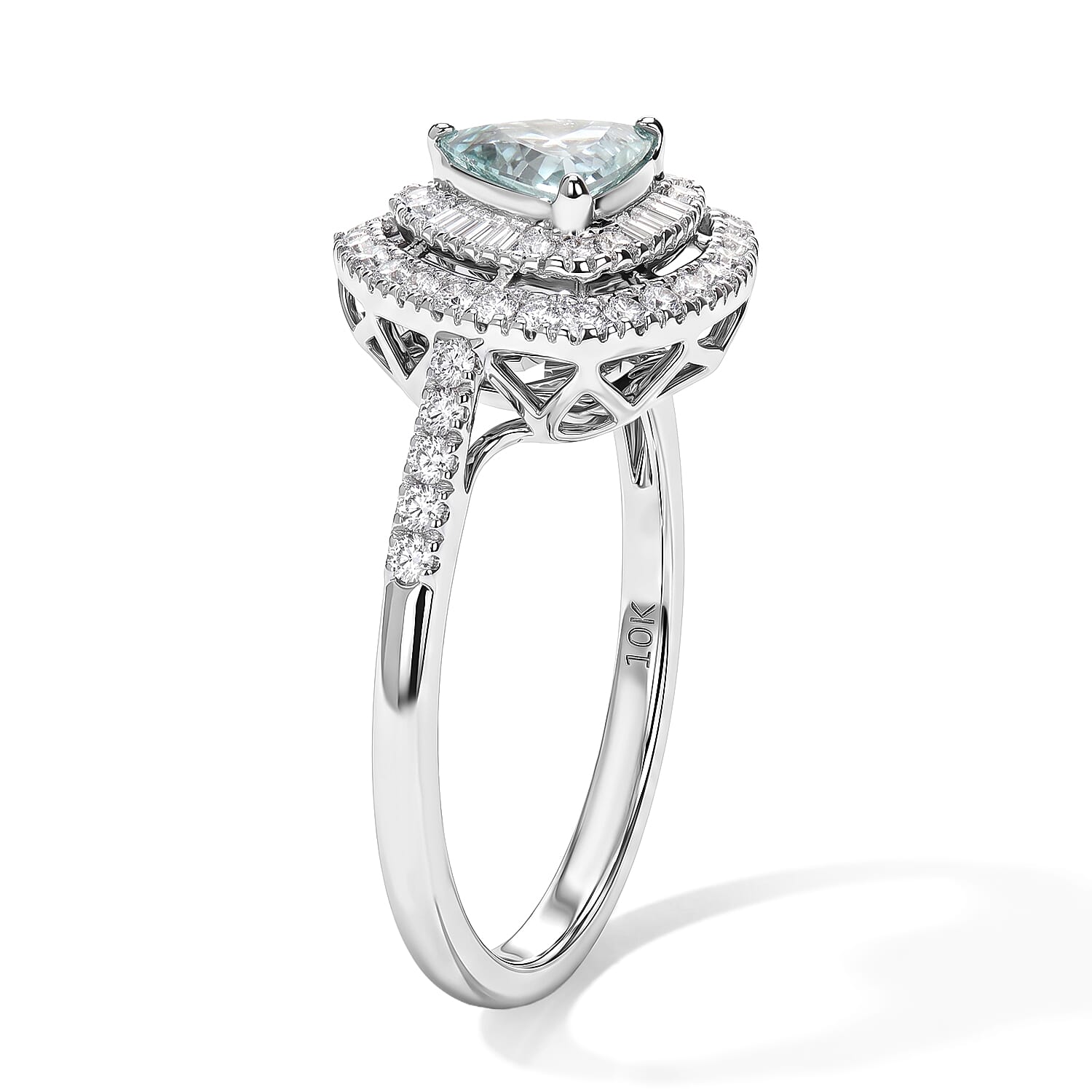 Certified and Appraised Luxoro AAA Paraiba Tourmaline and Diamond I2 1.00 ctw Ring in 10K White Gold (Size 6.0)