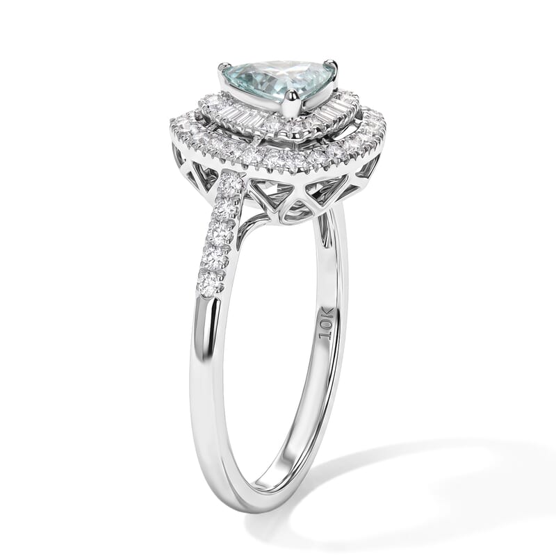 Certified and Appraised Luxoro AAA Paraiba Tourmaline and Diamond I2 1.00 ctw Ring in 10K White Gold (Size 6.0)
