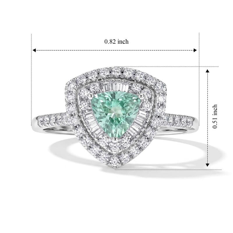 Certified and Appraised Luxoro AAA Paraiba Tourmaline and Diamond I2 1.00 ctw Ring in 10K White Gold (Size 6.0)
