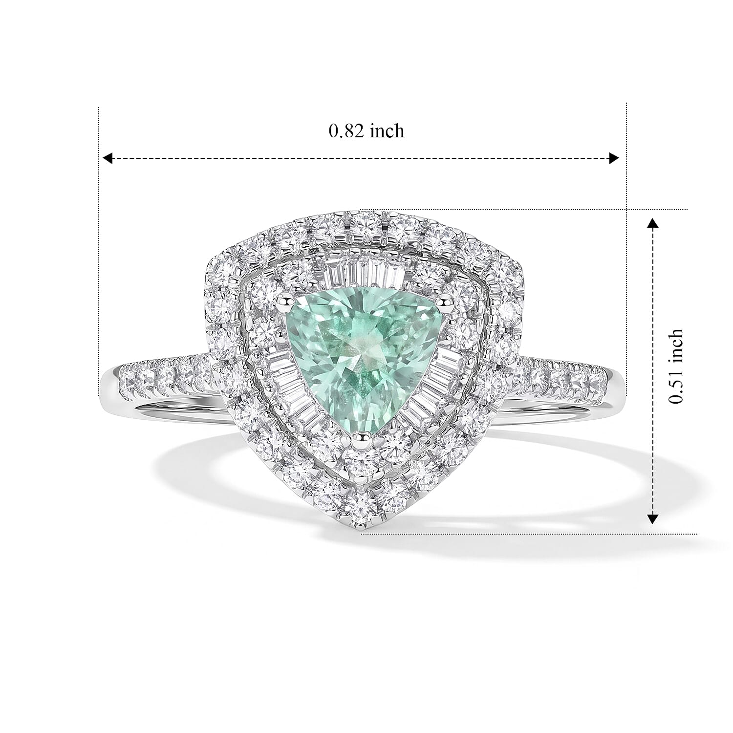 Certified and Appraised Luxoro AAA Paraiba Tourmaline and Diamond I2 1.00 ctw Ring in 10K White Gold (Size 7.0)
