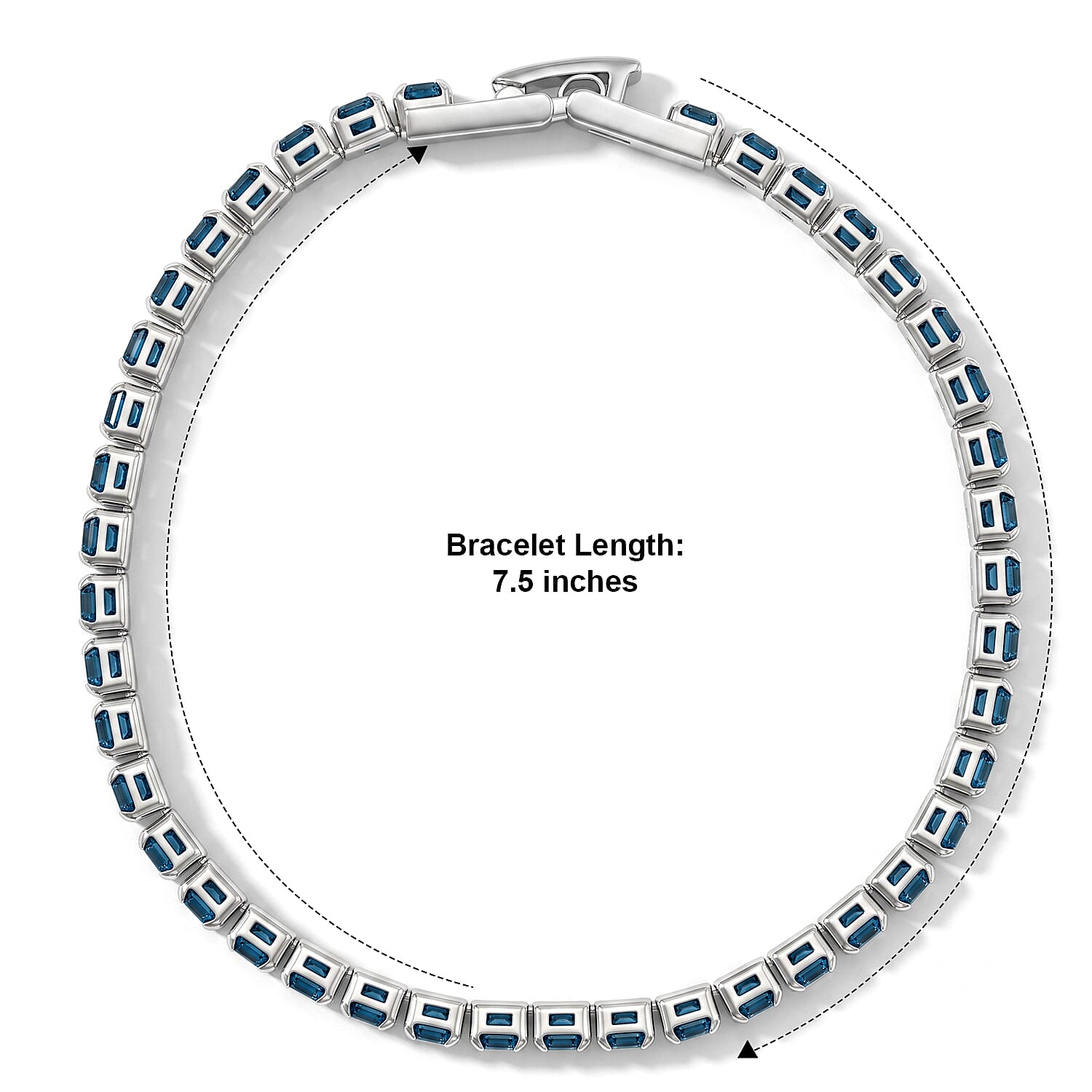 Simulated Blue Sapphire Diamond Tennis Bracelet in Silvertone (7.50 In)
