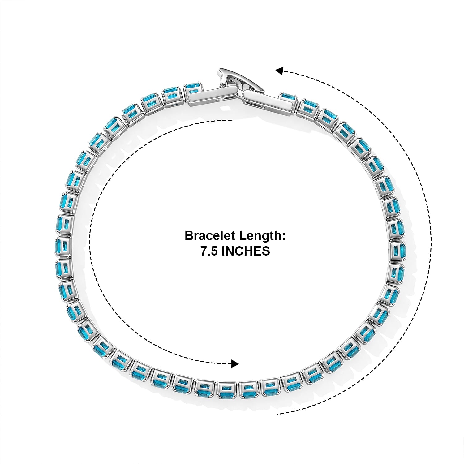 Simulated Aquamarine Diamond Tennis Bracelet in Silvertone (7.50 In)
